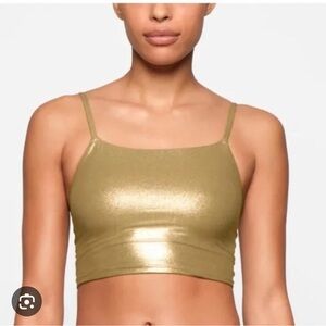 SKIMS Strappy Fits Everybody Gold Shimmer Crop Top L